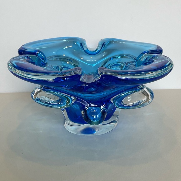 Canadian Art Glass - Cobalt Blue and Clear Glass - Picture 1 of 11